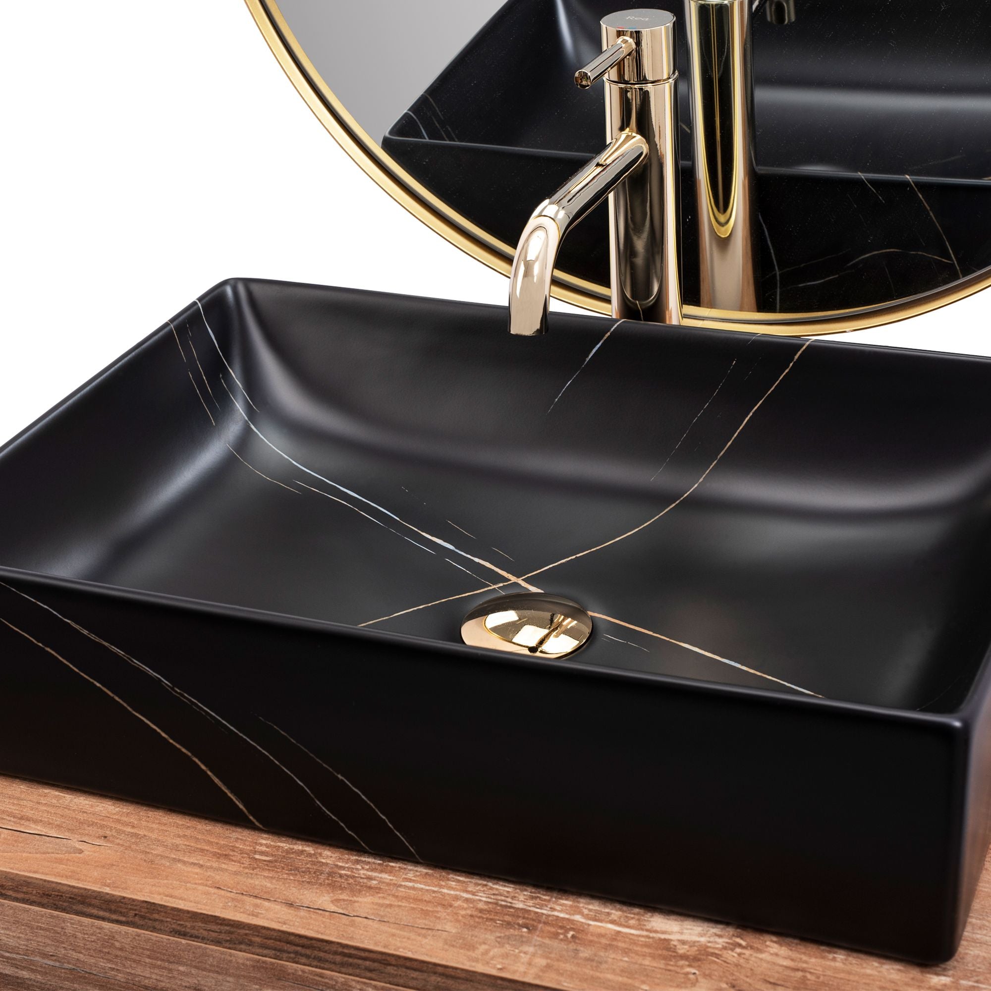 Lavabo Da Appoggio Rea Inga Black Marble Mat