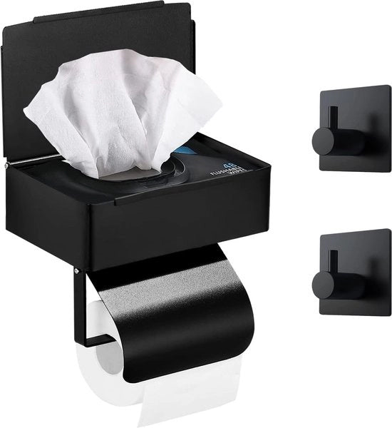 Sostegno per carta igienica, non perforante, porta - contenitore carta igienica con box asciugamani umidi, sostegno silenzioso per carta igienica, in acciaio inossidabile, porta - asciugamani appesi al muro