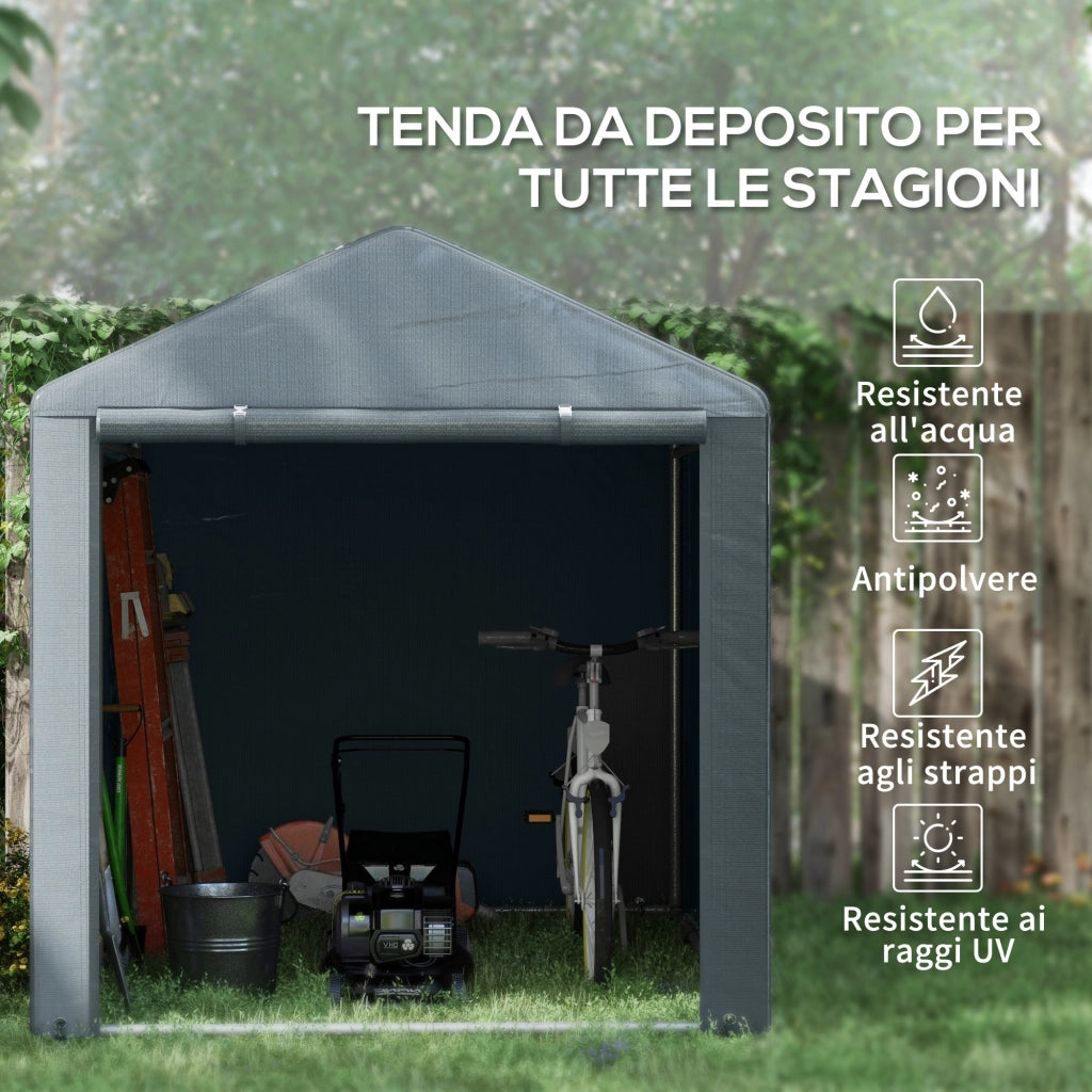 Capanno per Attrezzi e Tenda Garage ¨C zephmum ¨C Grigio Scuro 1.6x2m