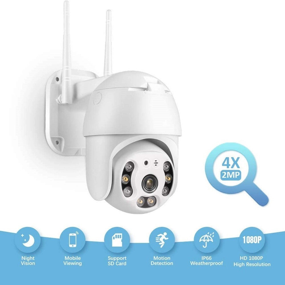 Trade Shop - Telecamera Wifi Dome Ptz Ip Camera Sorveglianza 1080p 2mp Audio Bidirezionale -