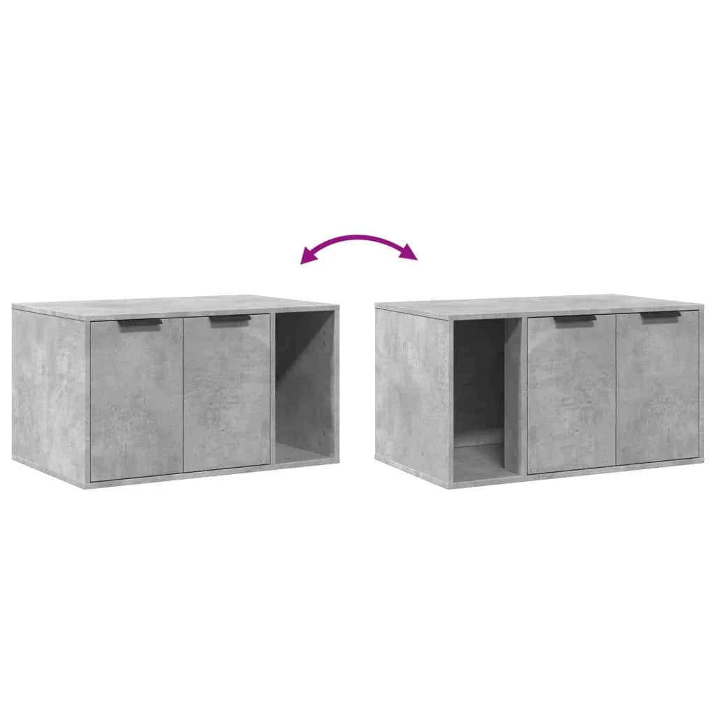 Mobiletto per lettiera per gatti in legno ingegnerizzato grigio 02_0043318