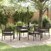 Set da Pranzo per Giardino con cuscino 5 pcs Marrone polyrattan