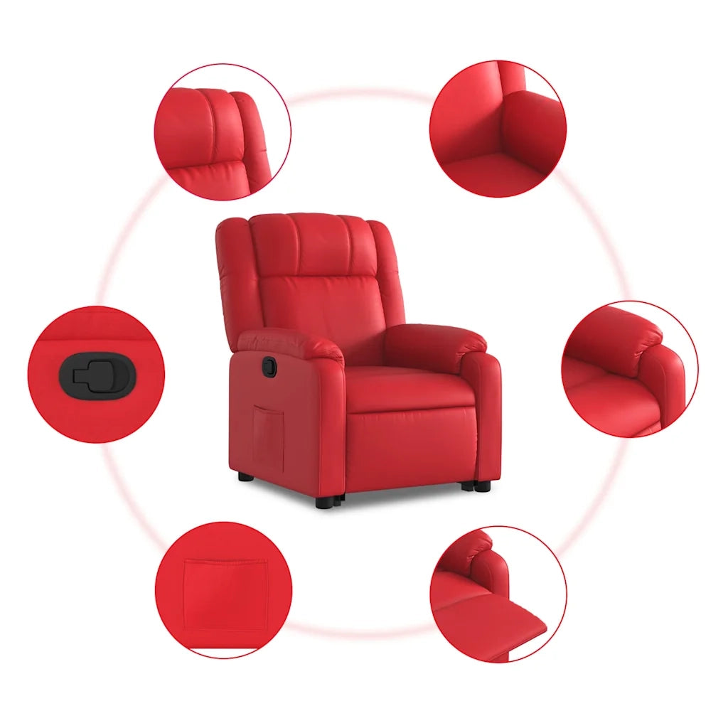 Poltrona Alzapersona Reclinabile Rosso in Similpelle 3205155