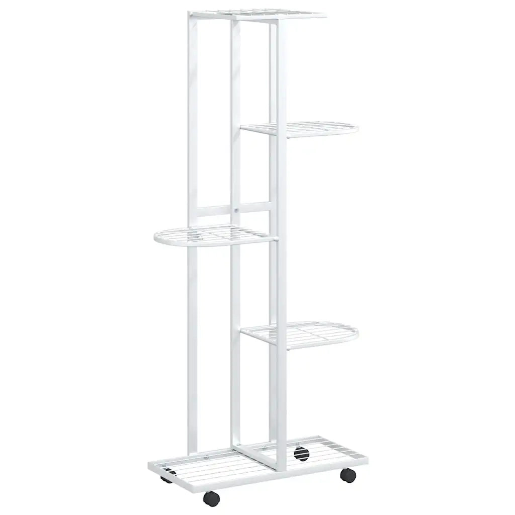 Fioriera a 5 Piani con Ruote 44x23x100 cm Ferro Bianco cod mxl 68139