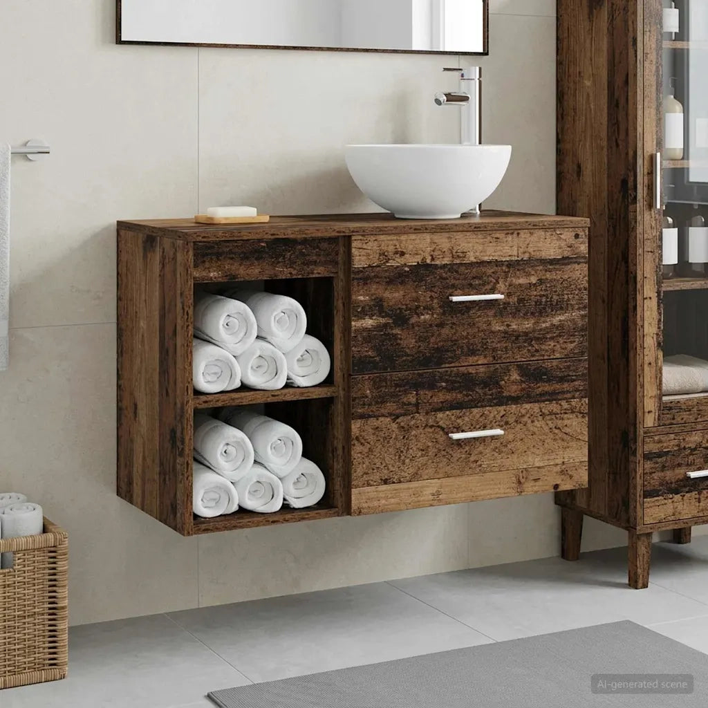 Set di mobili per il bagno 2 pcs Legno antico 3403870