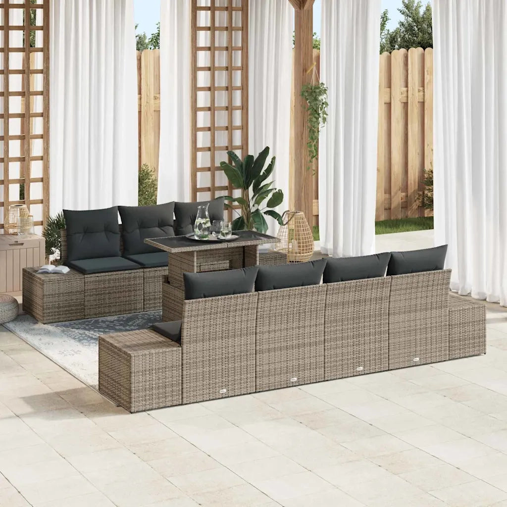 Set Divano da Giardino con cuscino 8 pcs Grigio