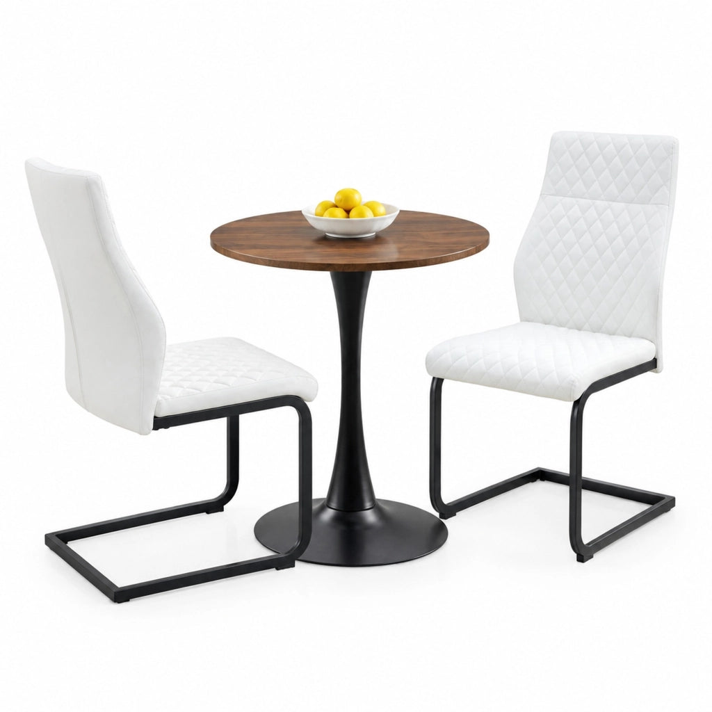 Set tavolo e sedie rotondo 60 cm MDF bianco e nero per 2 persone