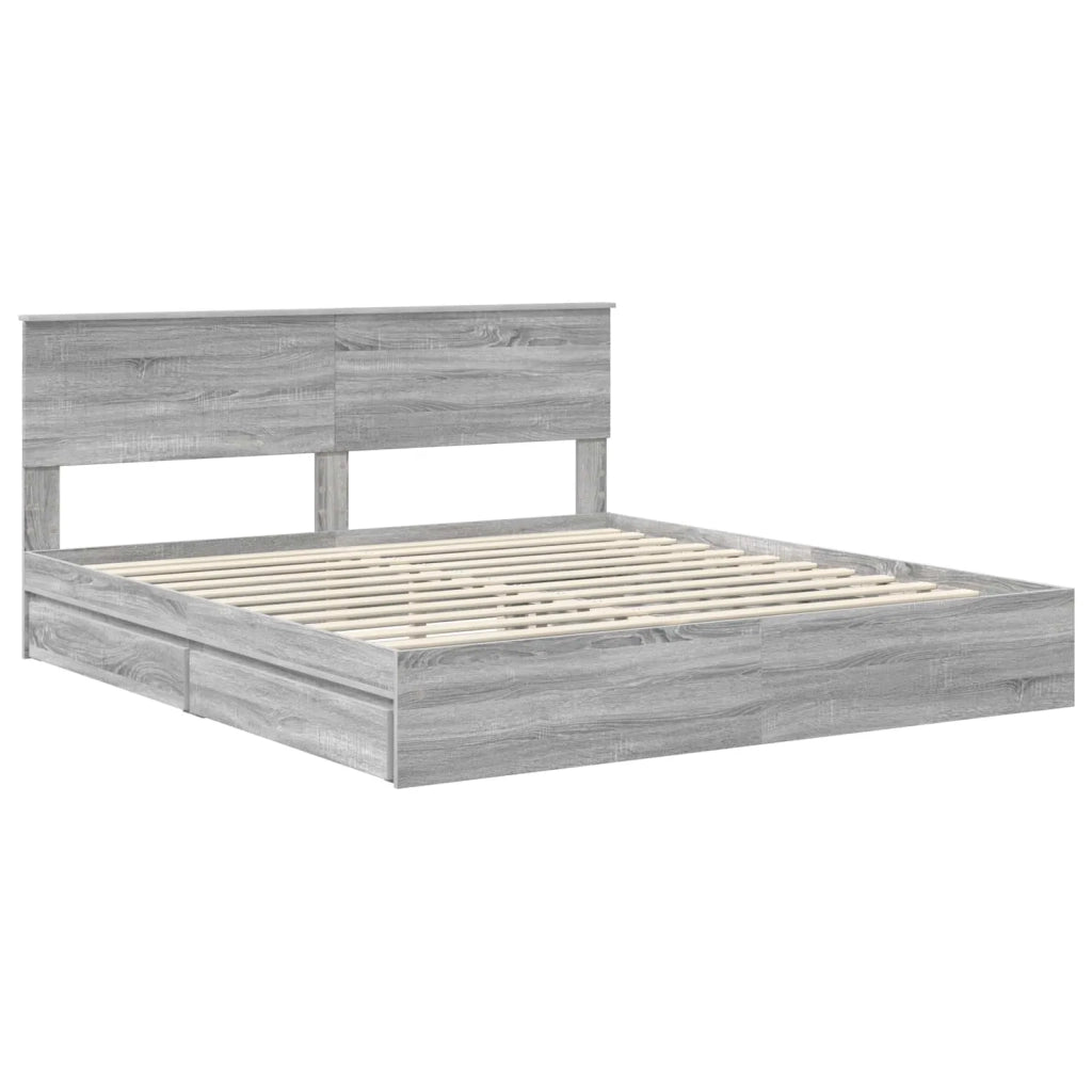 Letto con Contenitore con testiera Grigio Sonoma 180 x 200 cm