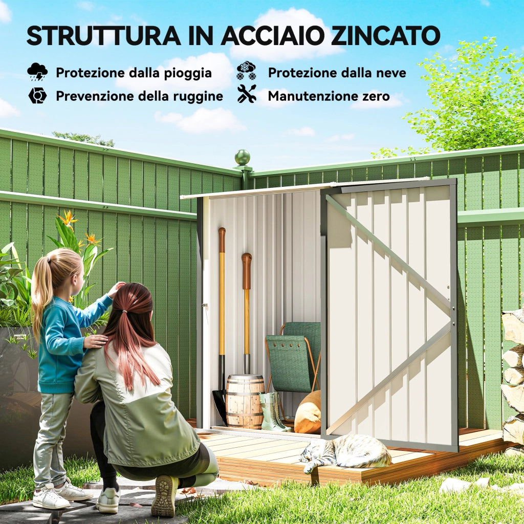 Casetta da Giardino Porta Attrezzi in Acciaio ¨C zephmum ¨C Grigio Chiaro 100x104x160 cm