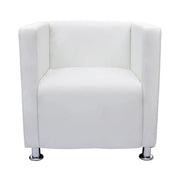 Poltrona sedia design lounge sedile club divano cubo lounge pelle sintetica bianca 1102023/3