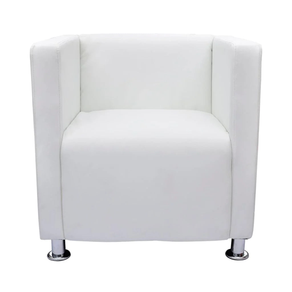 Poltrona sedia design lounge sedile club divano cubo lounge pelle sintetica bianca 1102023/3