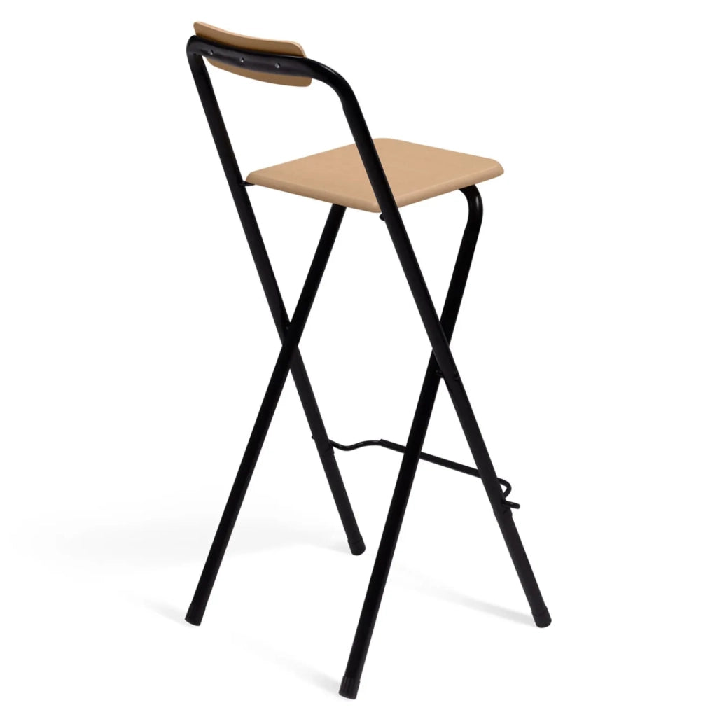 IDMarket - Set di 4 sgabelli da bar pieghevoli DETROIT con struttura nera e seduta effetto legno dal design industriale