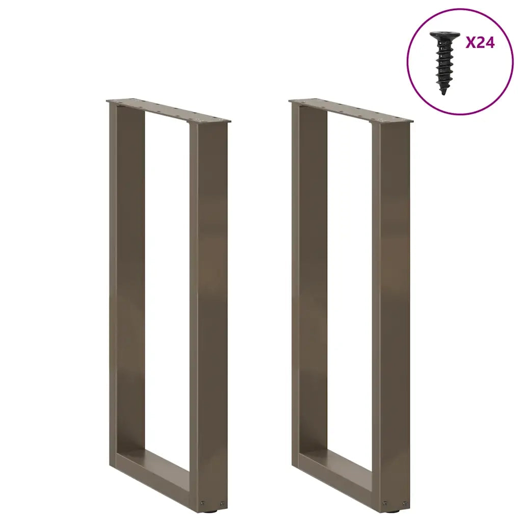 Gambe per tavolo da bar a forma di U 2 pz in acciaio naturale 50x(90-91) cm