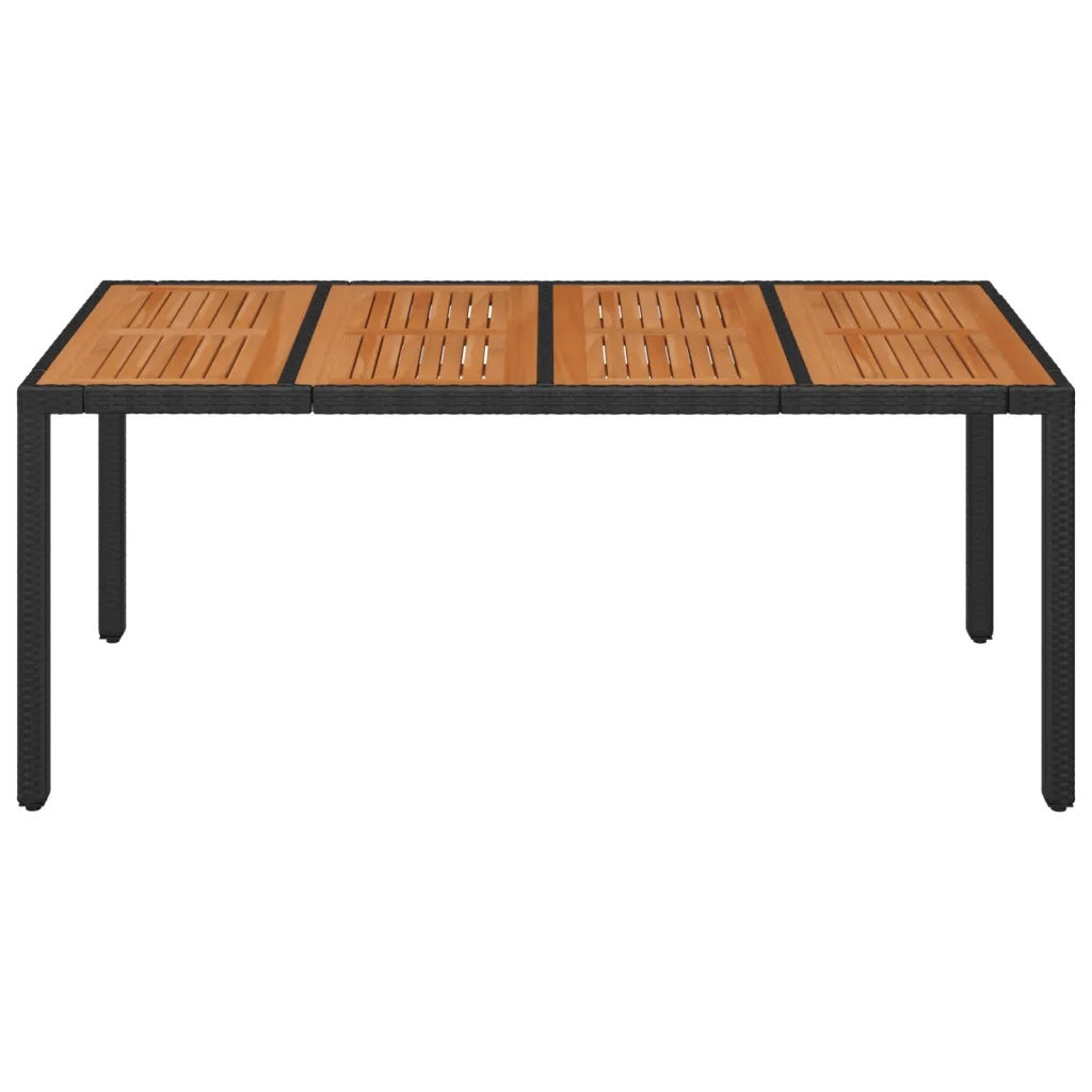 Tavolo da Giardino Piano in Legno Nero 190x90x75 cm Polyrattan 319905