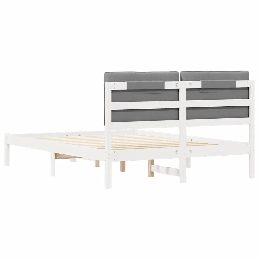 Letto con Testiera Rivestita Grigio chiaro 140 x 200 cm 878048