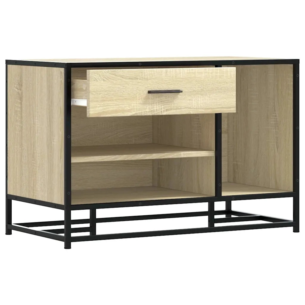 Panca Portaoggetti Rovere Sonoma Legno Multistrato e Metallo