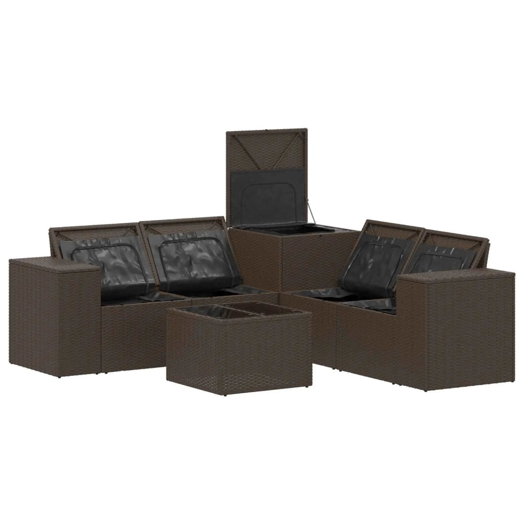 Set di divani 6 pz Marrone e Bianco Crema 3447564