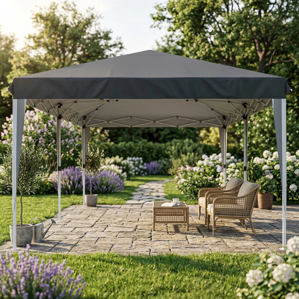 Gazebo Pieghevole Da Catering Con Pareti Laterali Finestre Trasparenti Porte Removibili E Struttura Pop Up Impermeabile Resistente Nero 3x6 Metri