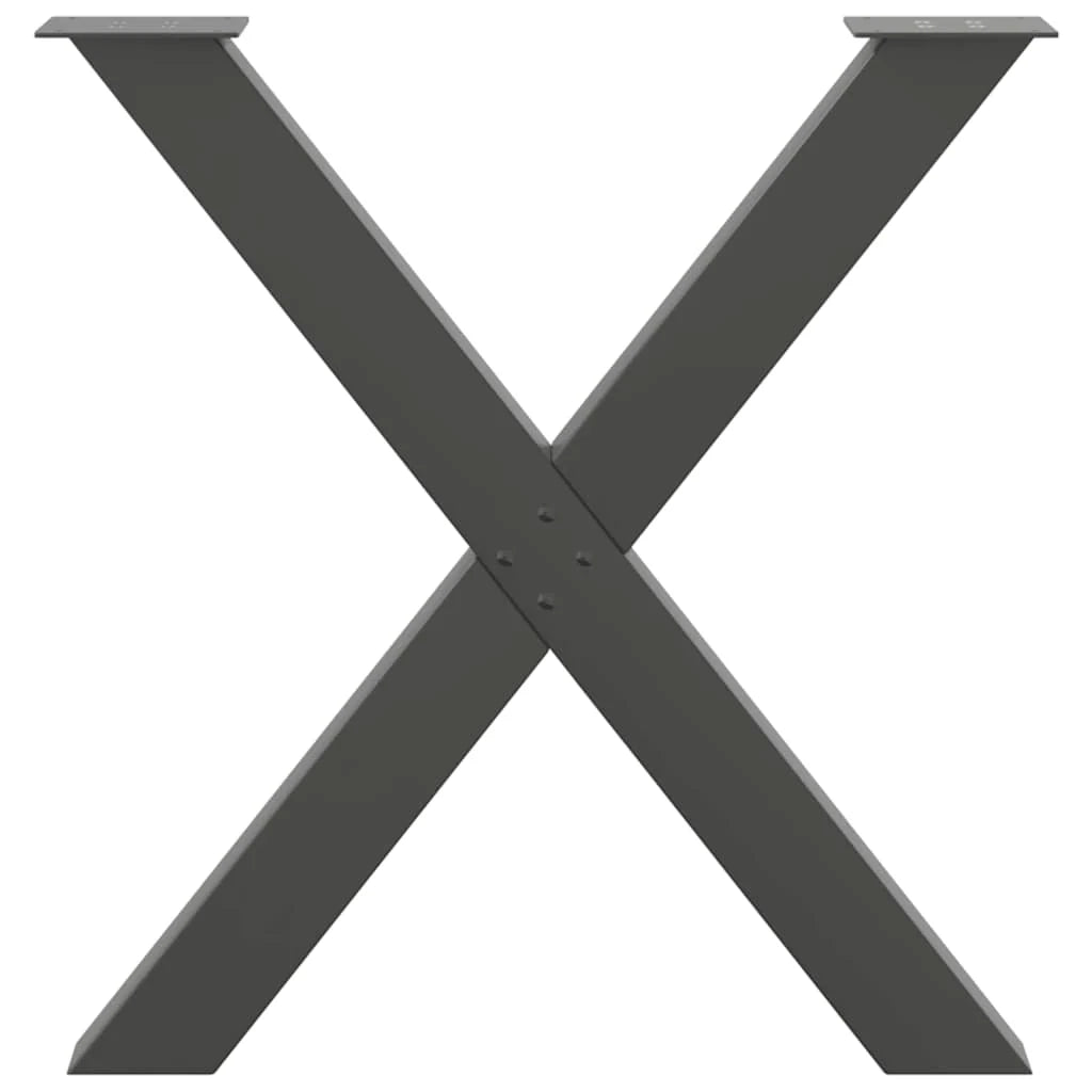 Set di 2 gambe regolabili per tavolo da pranzo a forma di X 80 x 73 cm stile moderno acciaio antracite 02_0057254