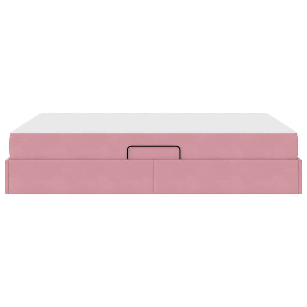 Letto con contenitore e materasso Rosa 140 x 190 cm Velluto 3399723