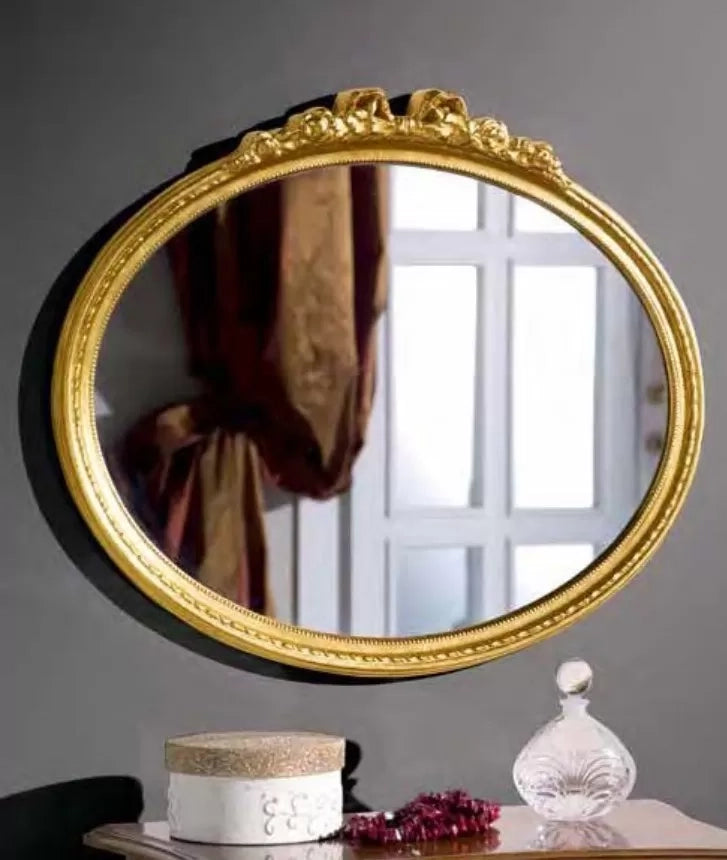 Specchiera in foglia oro ovale- misure: l. 54 x h. 48 x sp. 4