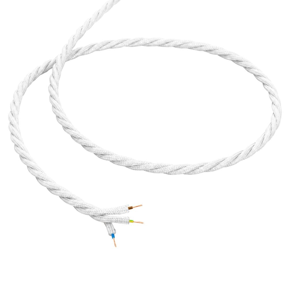 Cavo elettrico intrecciato bianco per impianti a vista *** lunghezza metri 10, sezione conduttore 3x1,5mmq, confezione 1