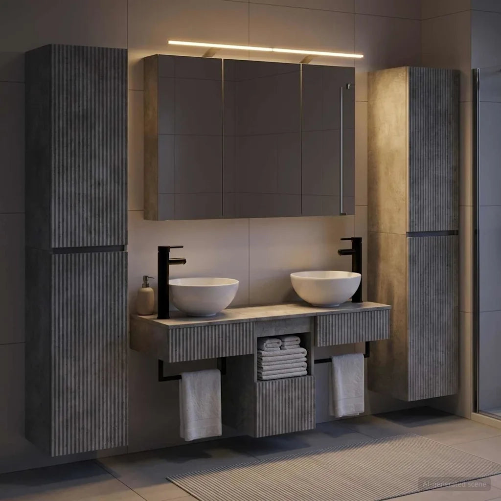 Set di mobili per il bagno 6 pcs Grigio Cemento 3407178