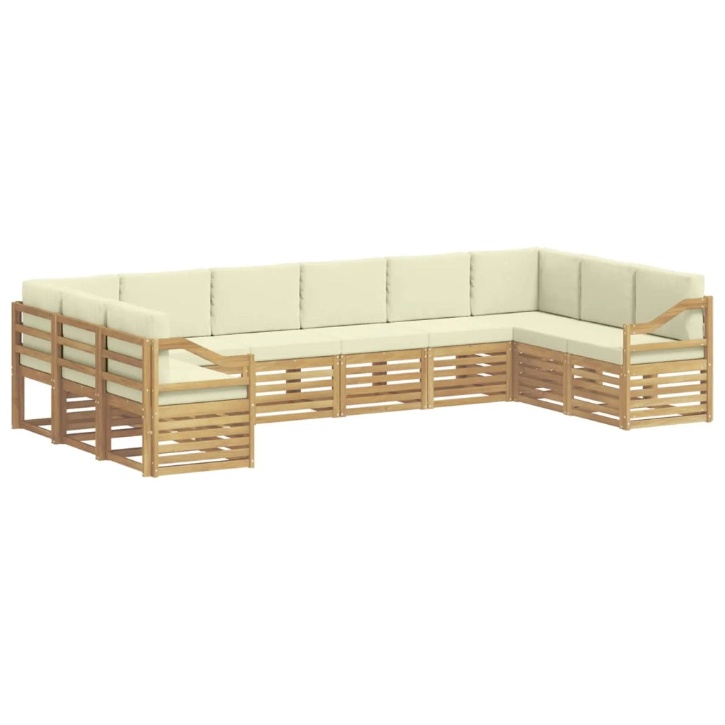 Set di divani da esterno 10 pcs Bianco e Crema Poliestere