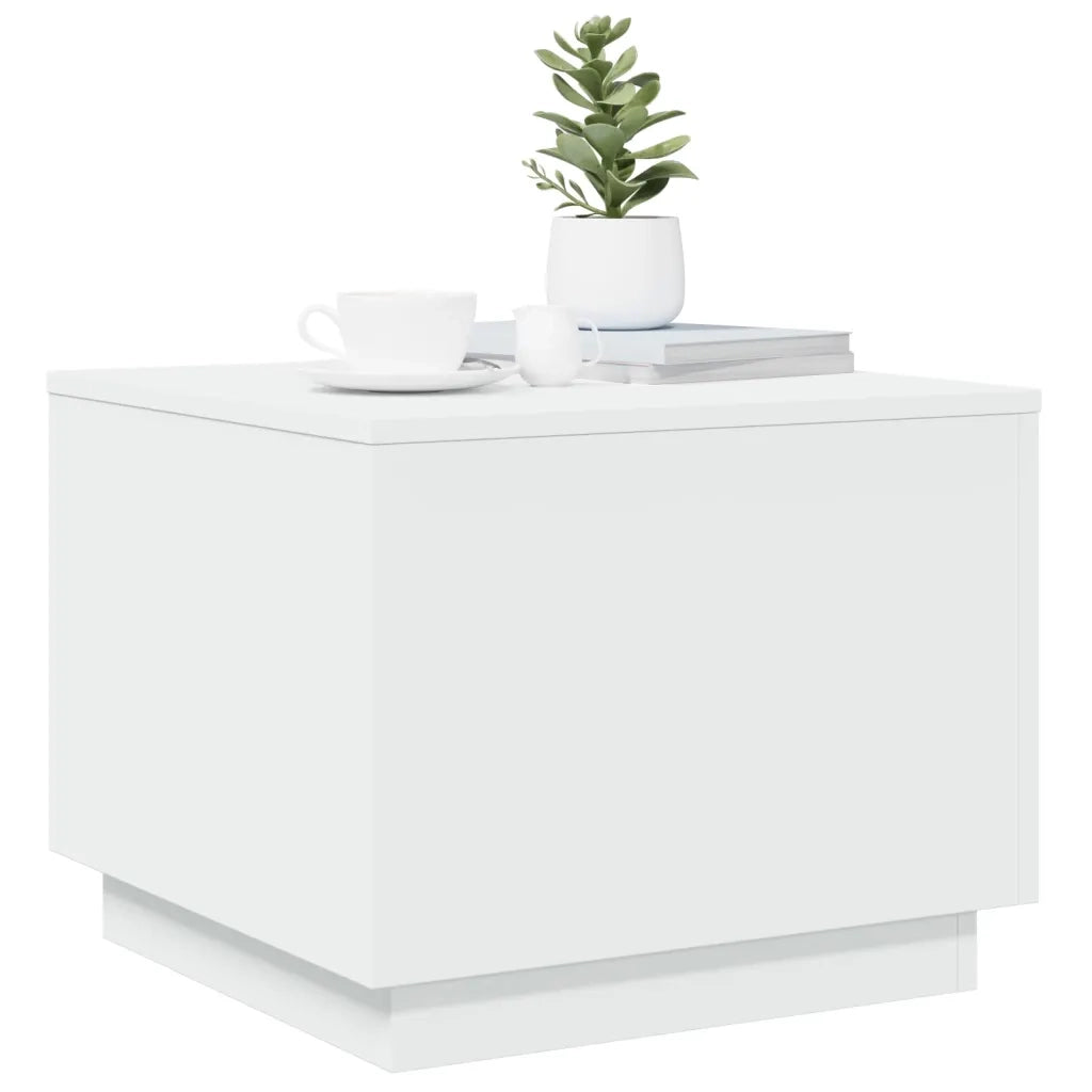 Tavolino da Salotto con Luci LED Bianco 50x50x40 cm 839868