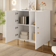 Credenza bianca in MDF con gambe in acciaio 80x36x90 cm