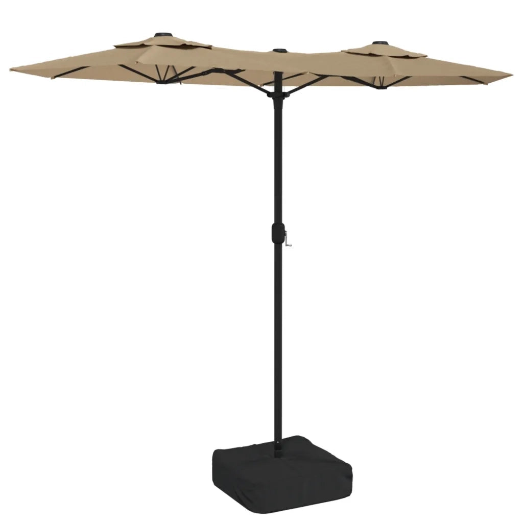 Ombrellone a Doppia Testa-Ombrello da giardino Tortora 316x145 cm