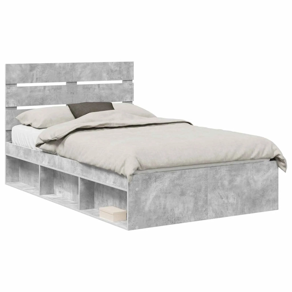 Struttura del letto Grigio Concretè 135 x 190 cm Pino massello 3411755