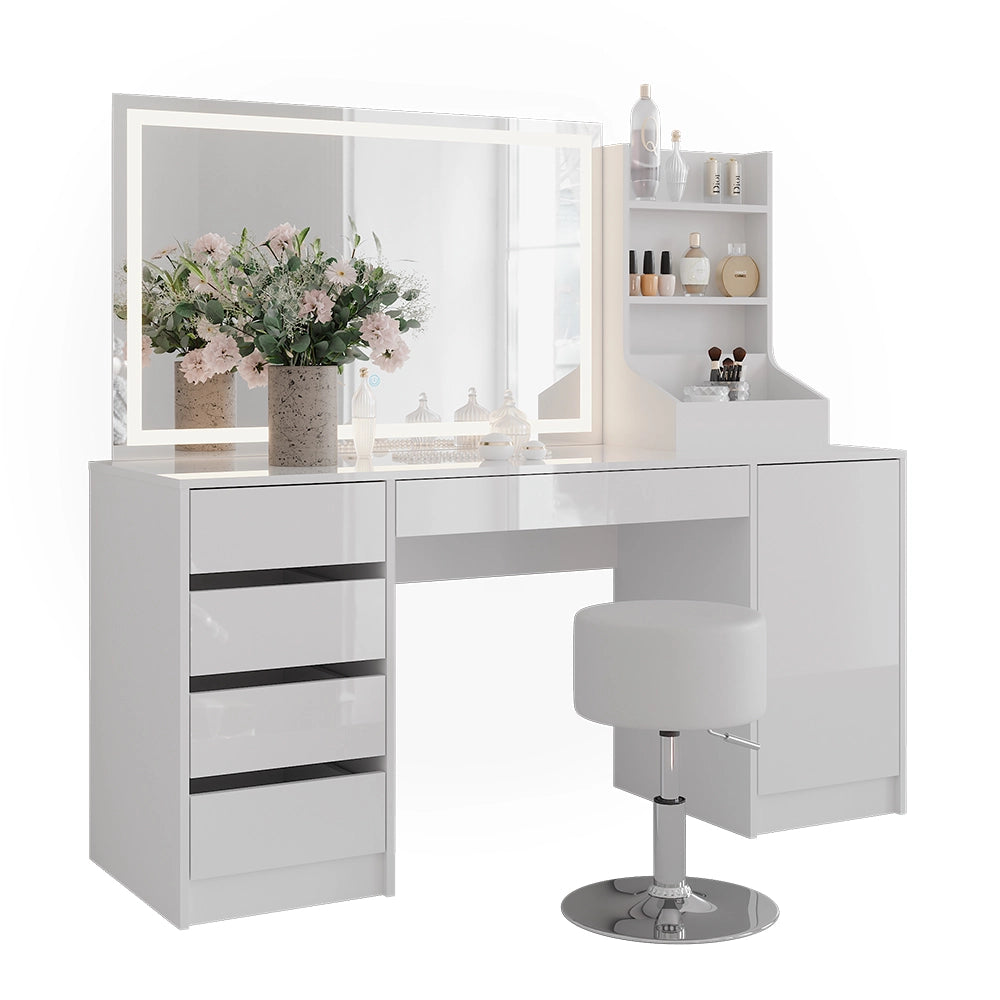 Vicco Tavolo da toeletta Bianco/bianco lucido 158.2 cm 4 parti