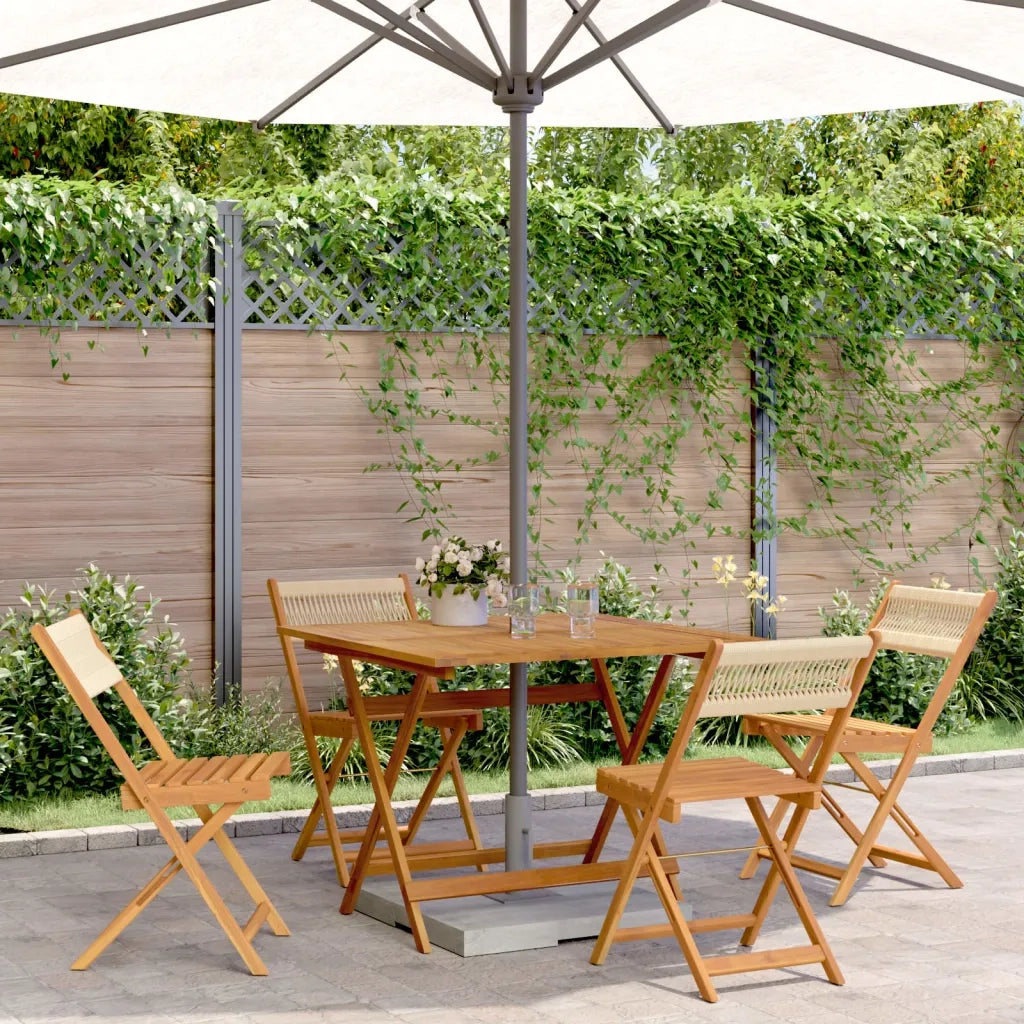 Set Pranzo da Giardino 5 pz Beige Polipropilene/ Legno Massello 3281783