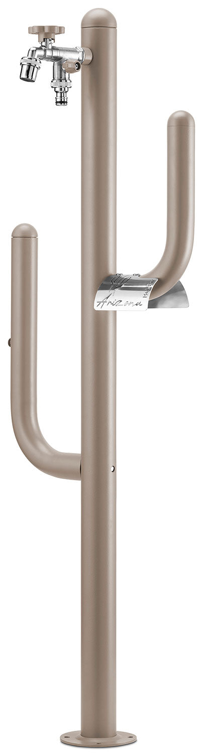 Fontana a Colonna Rubinetto Doppio in Ottone e Porta Tubo Arizona Belfer 42/ARZ Tortora