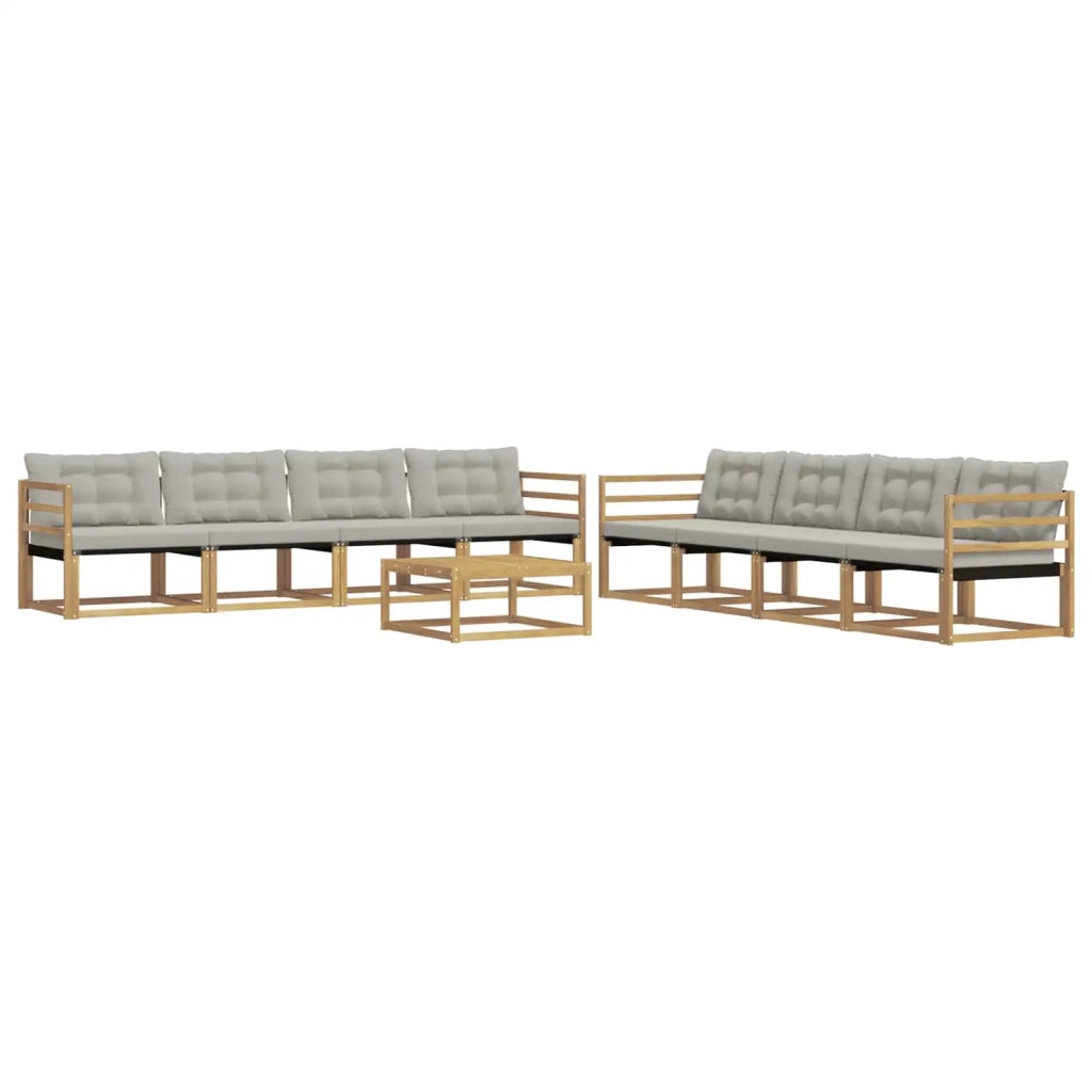 Set di divani da esterno 9 pz Bianco e Grigio Chiaro 3388529