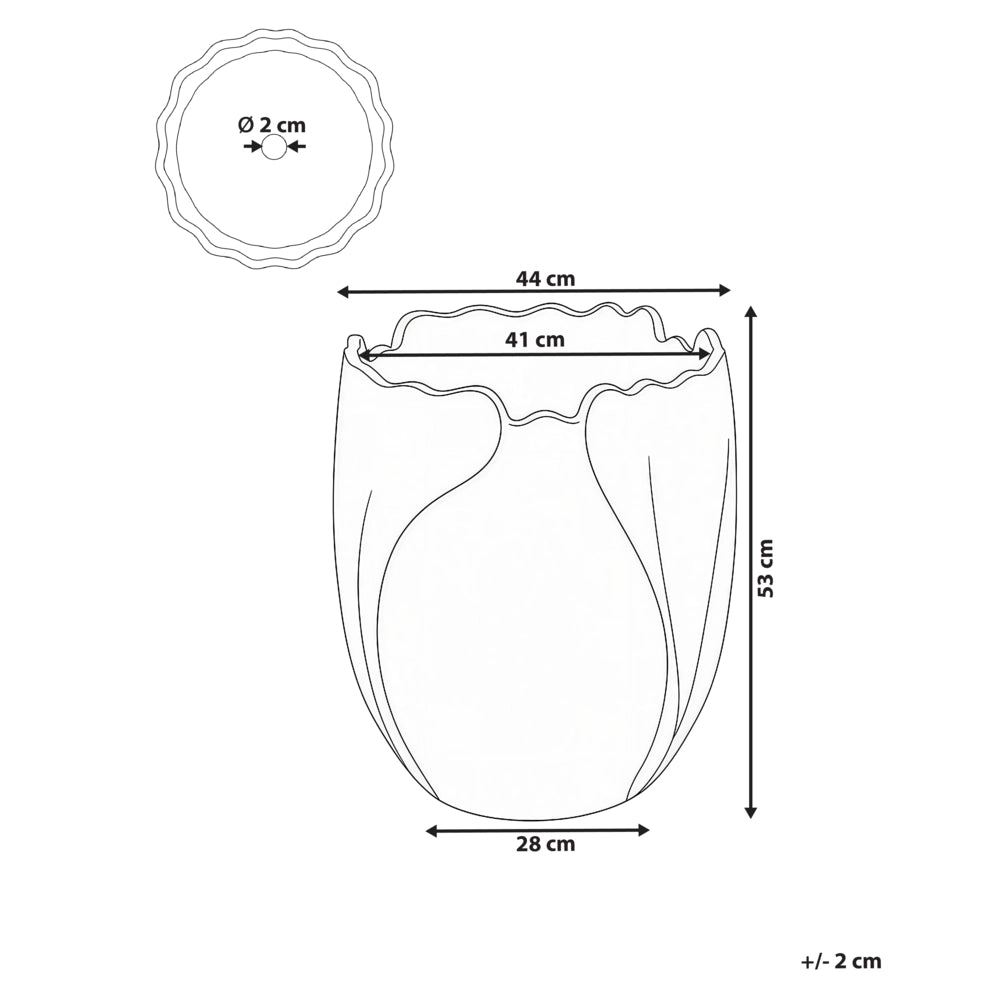 Vaso da fiori in ossido di magnesio beige chiaro dal design scultoreo per giardino e interni resistente alle intemperie 53cm
