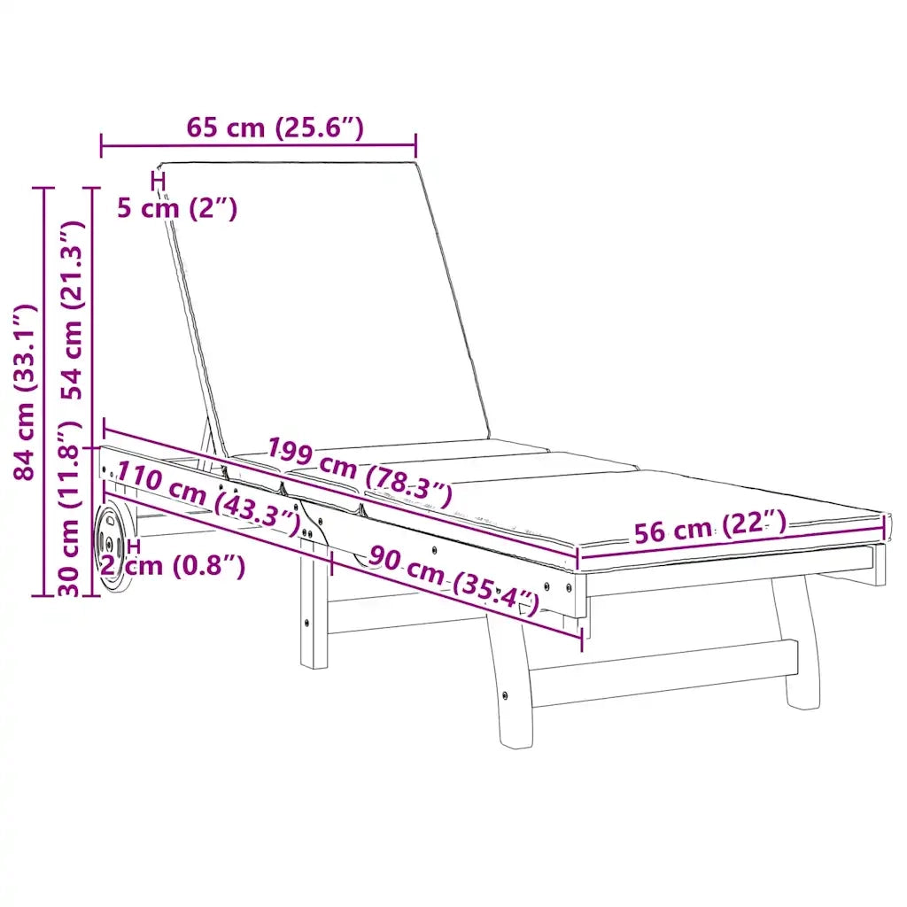 Lettino da sole 2 pcs Marrone 65 x 199 x 84 cm 3325195