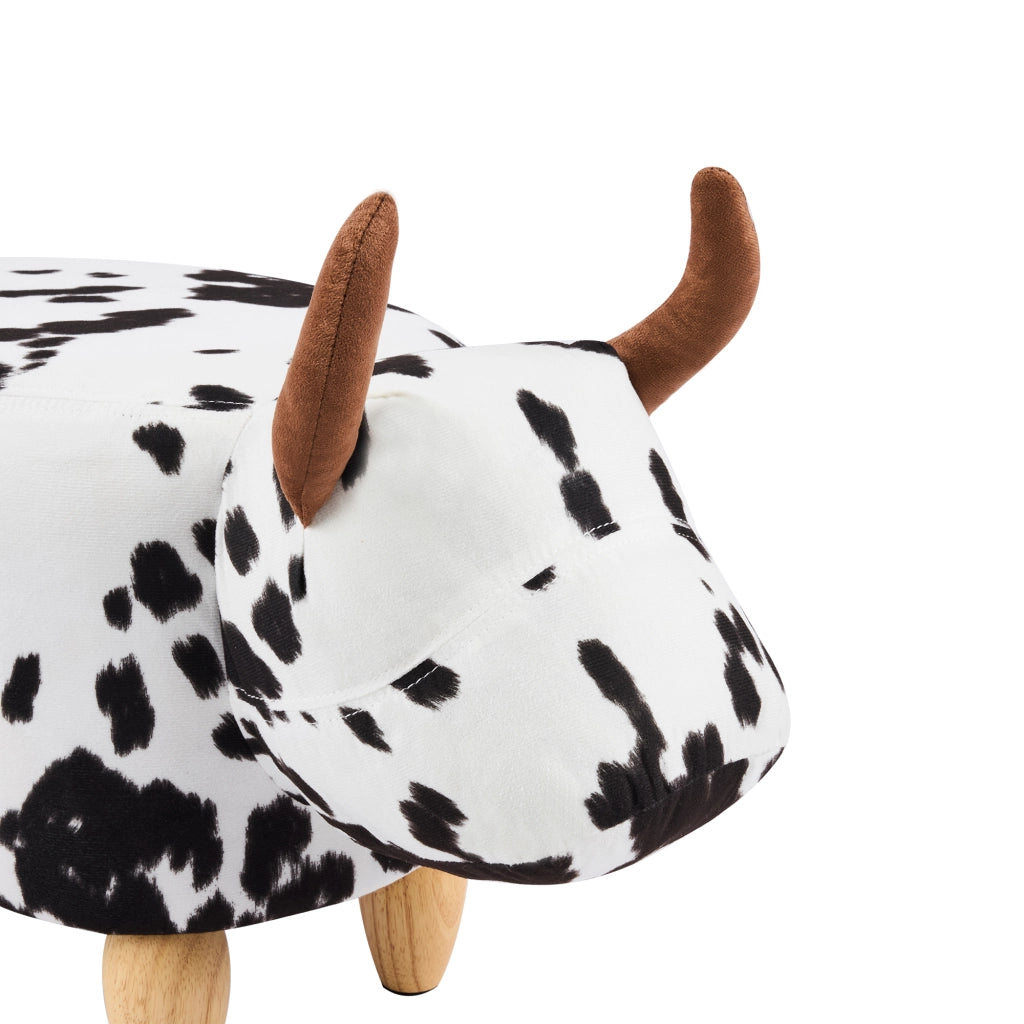 Pouf sgabello per cambio scarpe con piedini in legno massello antiscivolo in schiuma e legno nero e bianco