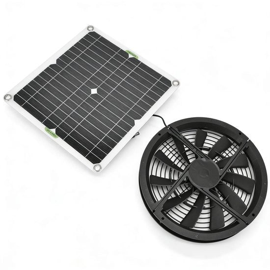 Kit di ventilazione per gabbie con pannelli solari - Ventilatore per gabbie - Impermeabile e sicuro - Adatto per case e serra - Energeticamente efficiente e ricaricabile