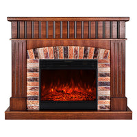 Camino Elettrico da Pavimento 120x145x32 cm Effetto Fiamma 1950W Giselle & Mirabella Castagno