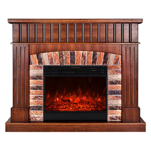 Camino Elettrico da Pavimento 120x145x32 cm Effetto Fiamma 1950W Giselle & Mirabella Castagno