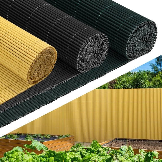 Schermo di separazione per giardino e terrazzo in PVC, 1,6x5m, resistente al vento e al tempo, UV resistente, per giardino e terrazzo, in bambù.