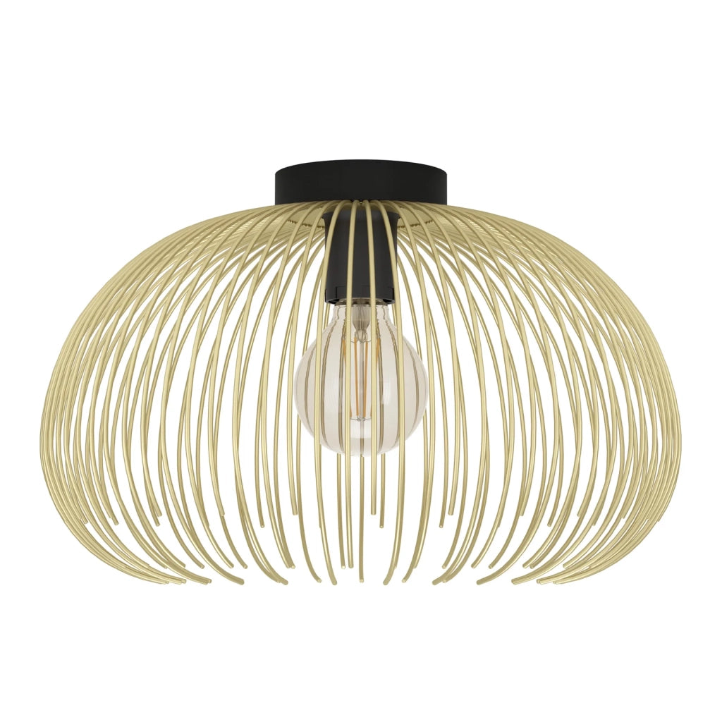 Plafoniera Industrial-Nordico Acciaio Nero E Oro 1 Luce E27