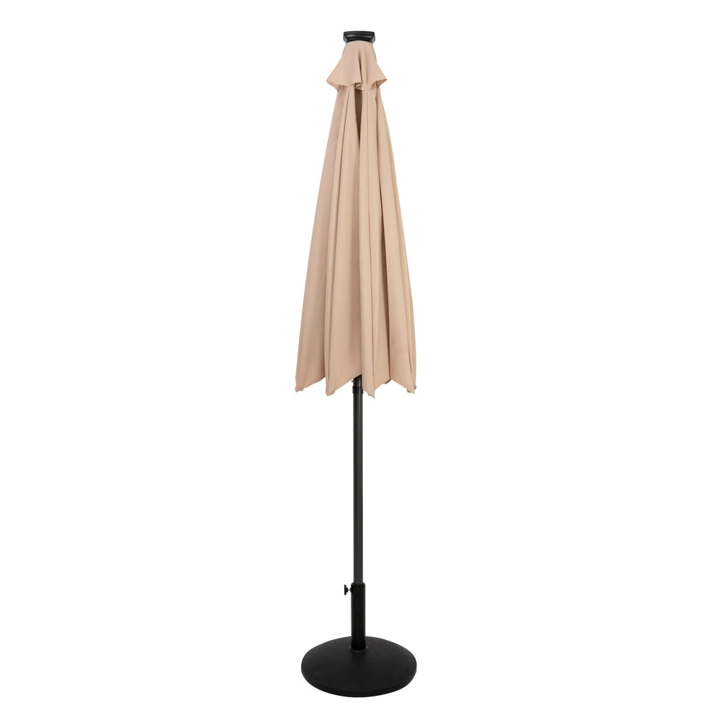 Ombrellone LED Inclinabile 2,7m Beige con Base e Luci Solari