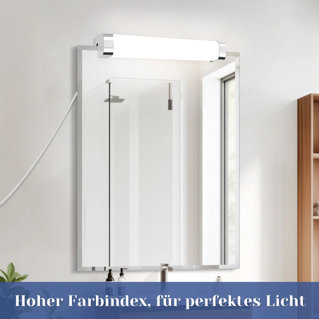 ZMH Lampada da bagno a LED con spina 37CM cromata Lampada da bagno camera da letto IP44