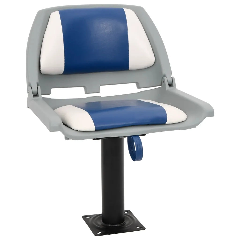 Set Sedile per Barca Pieghevole 2pz Blu e Bianco 48x51x41 cm
