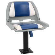 Set Sedile per Barca Pieghevole 2pz Blu e Bianco 48x51x41 cm
