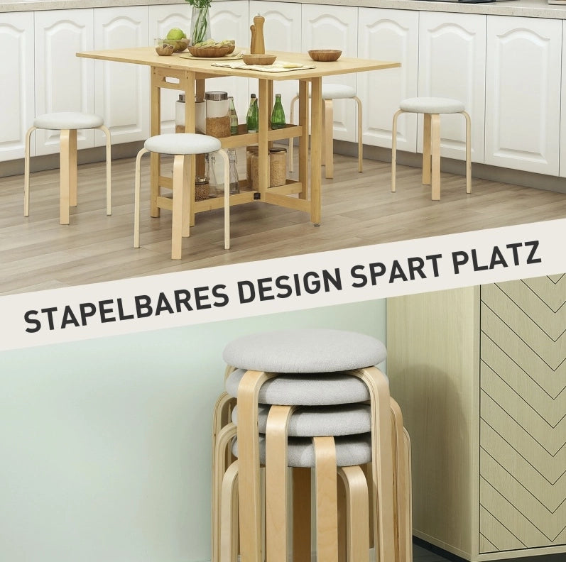 Set di 4 sgabelli impilabili color crema