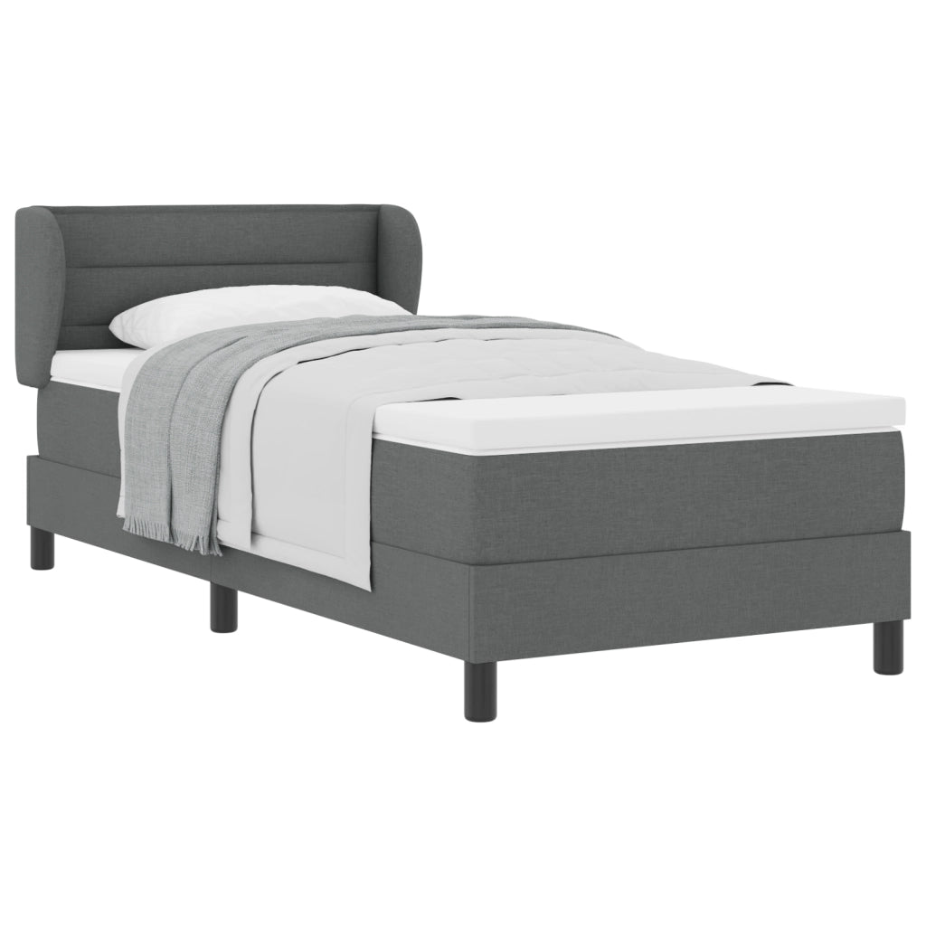 Letto a molle con materasso  - Grigio scuro, 90x190 cm, Tessuto